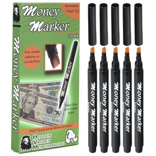 HVM Counterfeit Money Detector Pen (5 Counterfeit Pens) | Detect Fake Bills - size: 5 Pack