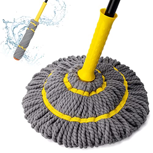 Self-Wringing Twist Mop, Microfiber Floor mop 57" Long Handle, Gray - color: Gray (1 Handle & 1 Mop Head)
