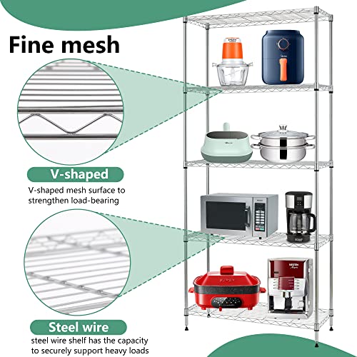 FDW | 5-Tier Wire Shelf | 24" x 14" x 60" | Chrome - color: Chrome, size: 24×14×60