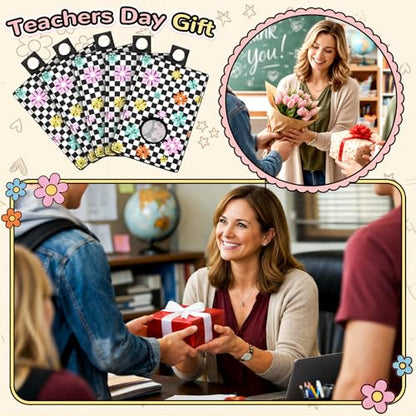 Gueevin 6 Pack Teacher Alarm ID Badge Holder, Plaid Flowers - style: Plaid Flowers