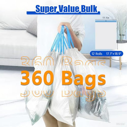 Small Trash Bags 2.6 Gallon, 360 Count -1.2 Mil Drawstring Mini Garbage Bags, Plastic White Trash Can Liners for Bathroom Accessories, 10 Liter, Bedroom, Dorm Room Essentials, Office - color: 2.6gal-360