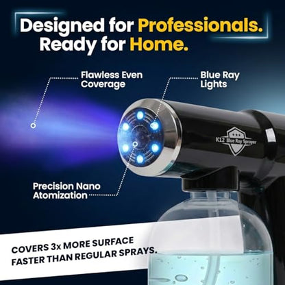 Nano Spray Gun, Cordless Barber Spray Bottle and Mist Atomizer, Black - color: Black