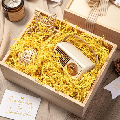 Mefleet 1 LB Crinkle Paper Filler Yellow Shredded Paper for Gift Box Basket - color: Yellow