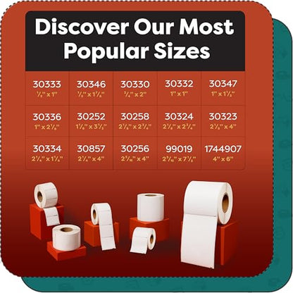 Replacement for DYMO 30346 (12 Rolls, 7200 Labels) 1/2" X 1 7/8" - size: 1/2" X 1-7/8" - 30346