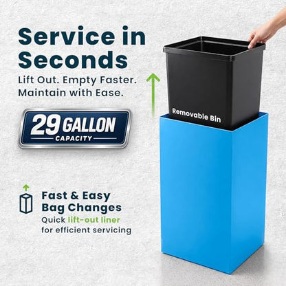 Alpine Commercial Indoor Recycle Bin - 29 Gallon Blue Recycle Bin Recycle Trash Can Office Recycling Bins, Metal Recycling Container with Stickers & 3 Optional Lids (lid Sold Separately) - color: Blue Can