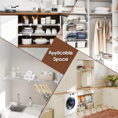 Hershii Tension Shelf Expandable Rod, Adjustable Closet Tension Shelves - color: Ivory, size: 46.85 - 75 inches