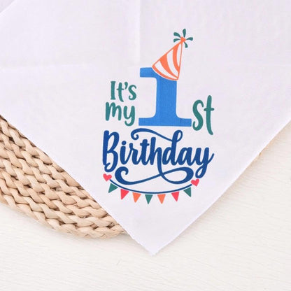Dog 1st Birthday Boy Bandana Scarf Puppy Scarf First Birthday Scarf for Boy Small Medium Large Pet Dogs One Year Old Bday Party Accessories - color: 1st Boy