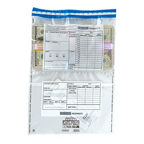 Ultima Blue Clear Universal Transaction Bags 13.5W x 19.25H Dual Pocket Tamper Evident 100 Box - size: 12in x 20in