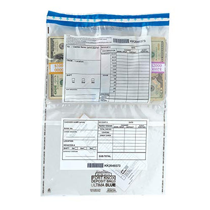 Ultima Blue Clear Universal Transaction Bags 13.5W x 19.25H Dual Pocket Tamper Evident 100 Box - size: 12in x 20in