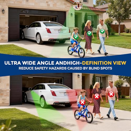 20in acrylic convex mirror 180° adjustable wide-angle indoor security mirror suitable for monitoring blind spots in parking lots Garage warehouses offices and traffic safety management - size: 20in