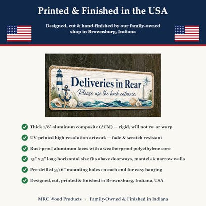 Deliveries in Rear Coastal Business Sign - style: Deliveries in Rear