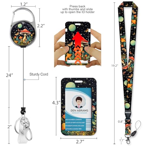 Piefly Lanyards for Id Badge, Teacher Card Holder Retractable Reel Mushroom - color: Mushroom