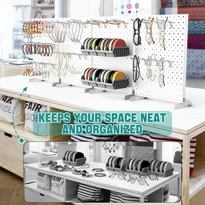 EVERHANGER Metal Pegboard Display Stand, Freestanding Tabletop Pegboard - color: White, size: 4pack 12"X16"