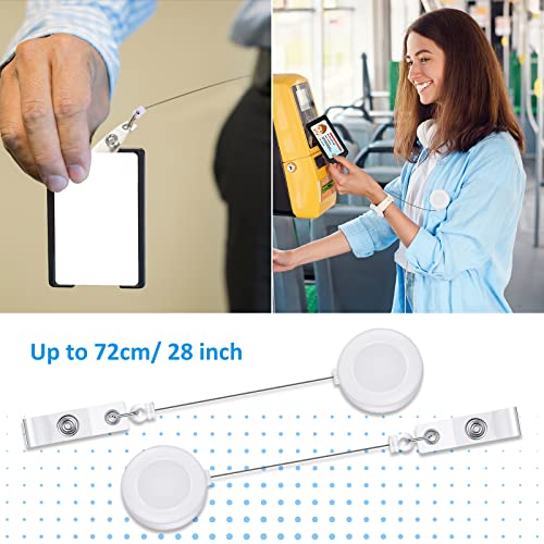 Zonon 100 Pcs Retractable Badge Reel ID Holder with Clip,White - color: White