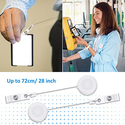 Zonon 100 Pcs Retractable Badge Reel ID Holder with Clip,White - color: White