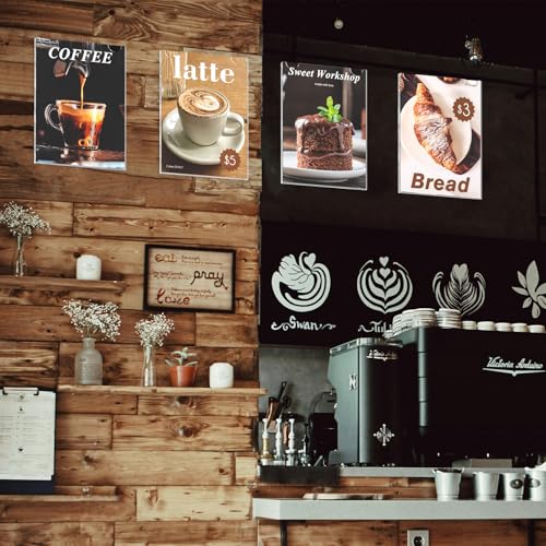 Acrylic Sign Holder 8.5 x 11 wall mount,Clear Plastic Poster Holders with 3M Tape and Mounting Screws,Durable Plexi Frame for Office,Store,Home,Cafe, Restaurant (6 Pack)