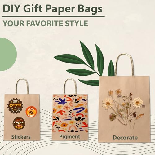 Ginkgo 100 Pcs Paper Gift Bags with Handles