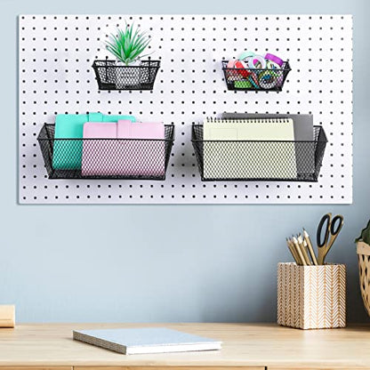 Sieral 4 Pcs Metal Pegboard Baskets Wire Organizer, Small, Large, Black - color: Black, size: Small, Large