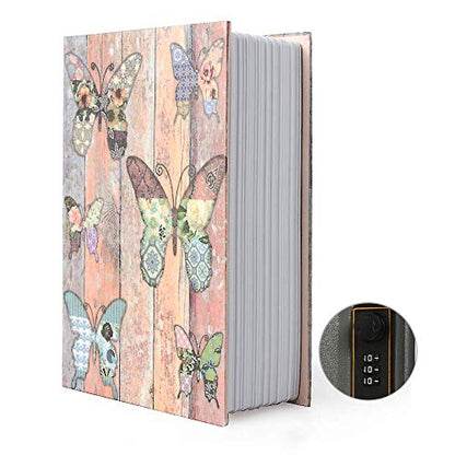 PACOLO Small Diversion Book Safe Storage Box, Metal Can with Security Combination Lock/Key, Hidden Safe (Combination, Butterfly) - style: Butterfly-Combination