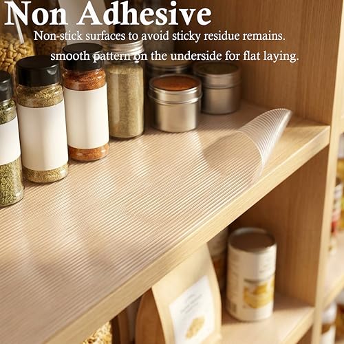 Shelf Liners for Kitchen Cabinets Non Adhesive Drawer Liner 20 Inch Wide X 20 Ft Clear Non Slip Waterproof Refrigerator Mats Closet Pantry Shelf Liner Cupboard Liners Kitchen Bathroom - size: 20"W x 240"L