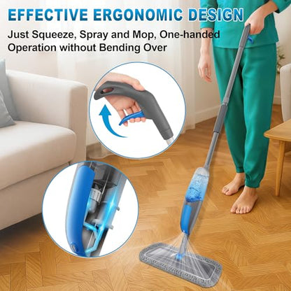 BPAWA Spray Mops for Floor Cleaning: Microfiber Wet Mop for Hardwood Tile - color: Gray-blue