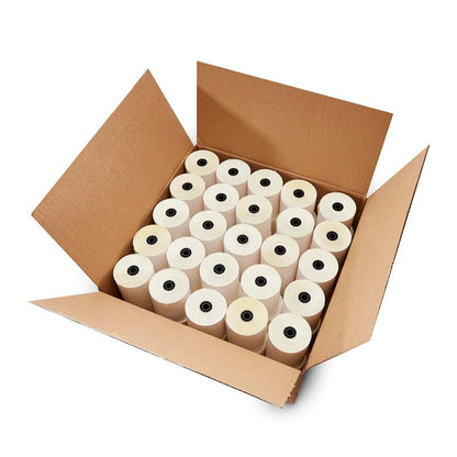 (30 Rolls + 3 Ribbons) 2 Ply Carbonless Rolls 3" X 95 Feet White/Yellow Receipt Paper POS Cash Register White/Canary With 3 Pcs of ERC 30/34/38 Ribbons - 30 Two Ply Rolls Fits SP2000 UP389 TMU 220