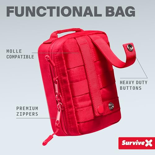 SurviveX Small First Aid Kit, Emergency Kit for 1-2 People