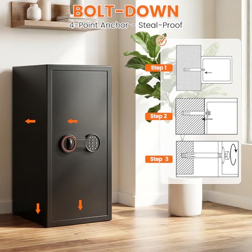 8.2 Cub Fireproof Safe with Inner Lock Box for Home Use, Closet-Friendly - size: 8.2 Cub