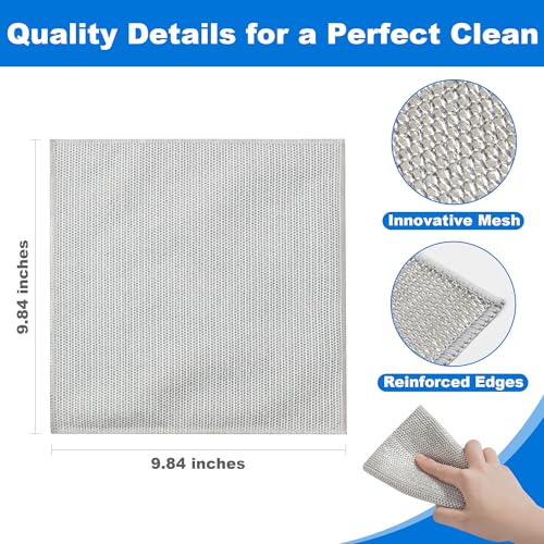 JOYMOOP Non Scratch Wire Dishcloth, 3 Piece Set, Medium, Silver - color: W