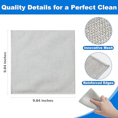 JOYMOOP Non Scratch Wire Dishcloth, 3 Piece Set, Medium, Silver - color: W