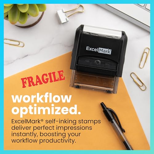 ExcelMark Fragile Self Inking Rubber Stamp - Red Ink - color: Fragile