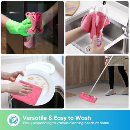 HOMEXCEL Pink Microfiber Cleaning Cloth, Microfiber Towels for Car, 12 Pack - color: Pink