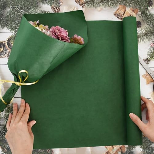 BEISHIDA Dark Green Gift Wrapping Paper Roll, 15in X 32ft Kraft Bulletin Board Paper Gift Wrap for Christmas Mother's Day Valentine's Day Graduation, Flower Wrap - color: darkgreen