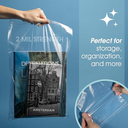 16” X 24” (100 Count) 2 Mil Clear Reclosable Zip Plastic Poly Bags - size: 16” X 24”