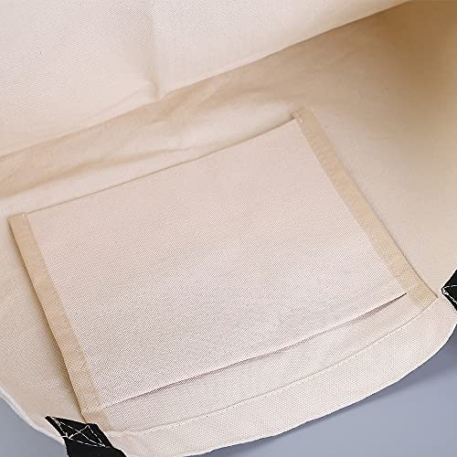 Azuca Reusable Grocery Canvas Bags with Inner Pocket Large Beach Shopping Heavy Duty 12 oz Tote Multi Purpose Natural - 20.5 x 14.5 x4.5 inch, 5 Pack - color: Natural - 20.5"l X 14.5"w X 4.5"h