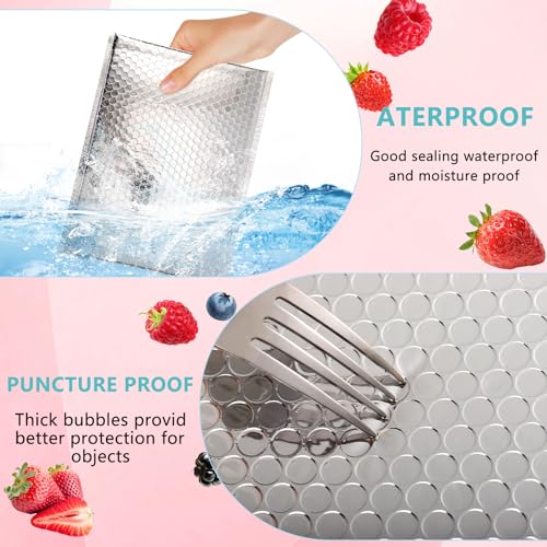 Thermal Bubble Mailer,8 x 11" Metallic Bubble Mailers,Waterproof Padded Envelopes,Self Seal Cool Bubble Mailers,Foil Mailing Envelopes,Insulated Shipping Bags for Cold Shipping (Silver 20PCS) - color: Silver 20PCS
