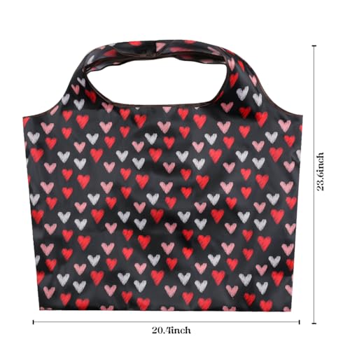 Reusable Grocery Bag, 2 Packs Large Washable - color: L-heart