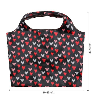 Reusable Grocery Bag, 2 Packs Large Washable - color: L-heart