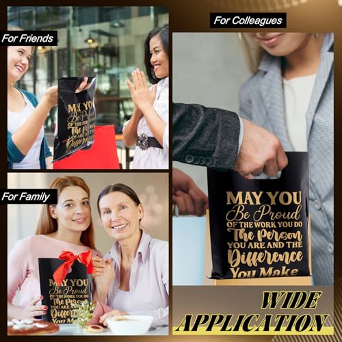 Kolldenn 50 Pcs Employee Appreciation Gift Bags Bulk Black Thank You Bags - color: Black, style: May You Be Proud