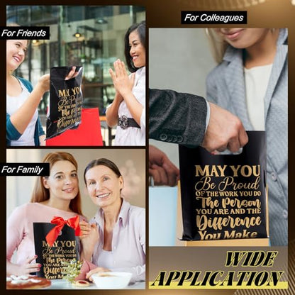 Kolldenn 50 Pcs Employee Appreciation Gift Bags Bulk Black Thank You Bags - color: Black, style: May You Be Proud