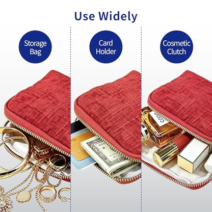 2PCS Small Travel Jewelry Case with Earring Box Mini Jewelry Case - color: 2PCS Red and silver