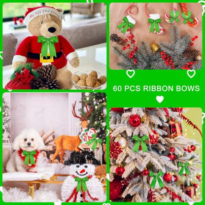 Emerald Green Bows 60Pcs 3.5Inch Pre-Tied Satin Ribbon Bows, Sticky Dots - color: Emerald green, size: 60 PCS