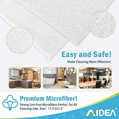 AIDEA White Microfiber Cleaning Cloth, 100PK, Cleaning Rags, 11.5"×11.5" - color: White