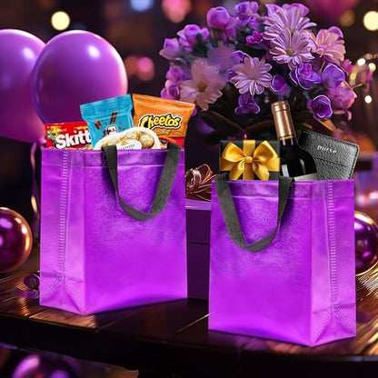 KeerxunBag Purple Gift Bags - 12pk - Reusable - With Inner Liner Paper - color: Purple