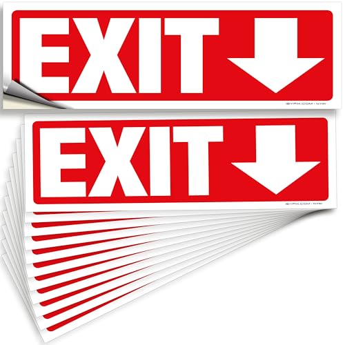iSYFIX Exit Signs Stickers 12 Pack 12x4 Inch Directional Down Arrow - color: Sticker Down, size: 12 Pk 12x4