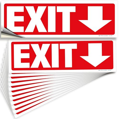iSYFIX Exit Signs Stickers 12 Pack 12x4 Inch Directional Down Arrow - color: Sticker Down, size: 12 Pk 12x4