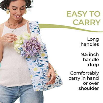 rockflowerpaper Reusable Grocery Bags - Washable, Foldable, Packable Tote, Large Handles, Heavy Duty, Zippered Top Pouch - color: Sails