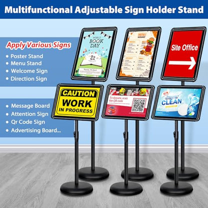 11x17 Sign Holder Stand - Adjustable Floor Standing Sign Stand - color: Black, size: 11"x17"-1Pack