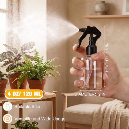 Domensi 60 Pcs 4 oz Empty Plastic Spray Bottle with Black Trigger Sprayers - color: Black, size: 4 oz