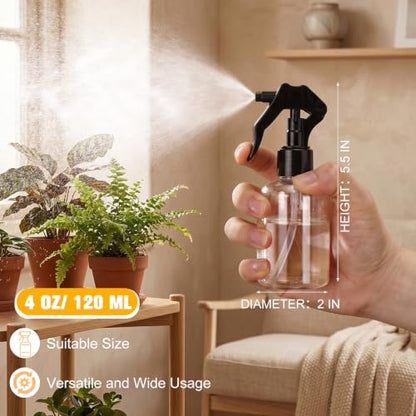 Domensi 60 Pcs 4 oz Empty Plastic Spray Bottle with Black Trigger Sprayers - color: Black, size: 4 oz